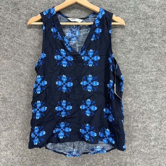 Sonoma Tops - New Sonoma Blouse Women M Medium Blue Floral V-Neck Sleeveless Wide Strap Rayon
